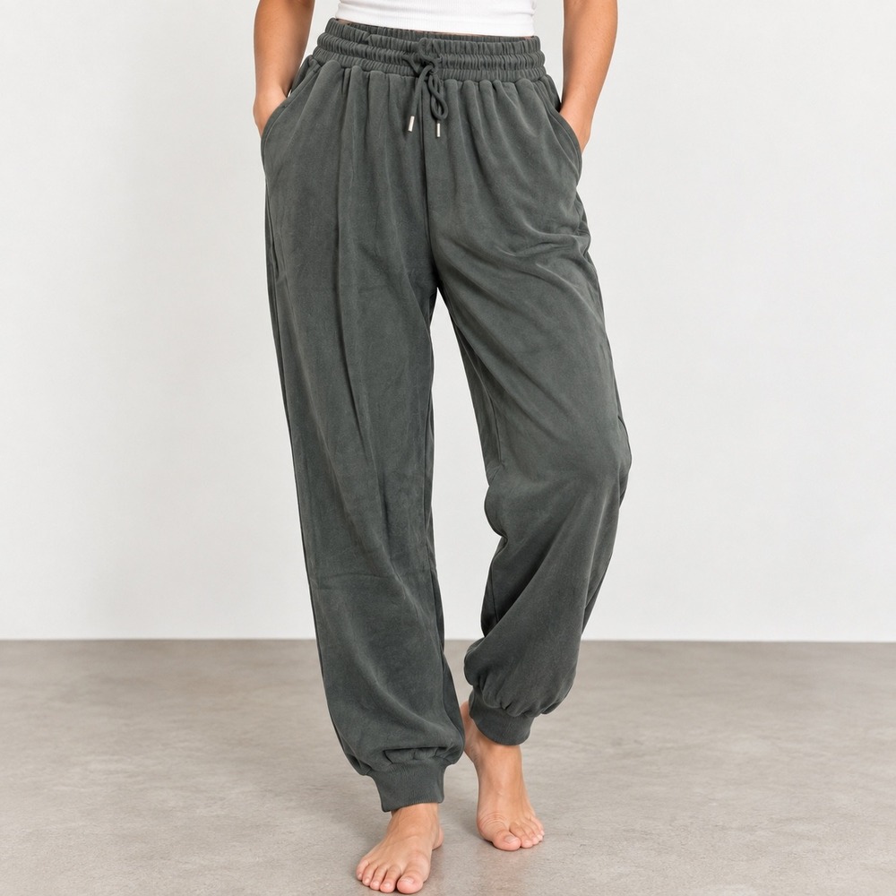 In Good State Slate Gray Microfiber Jogger Pants High Rise Pockets Large